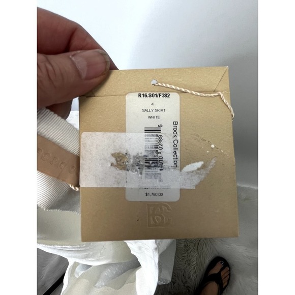 Brock Collection Sally Cotton-Blend Midi White Skirt SZ 4 - Picture 10 of 12